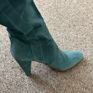 Teal suede knee high boots kneehighboots